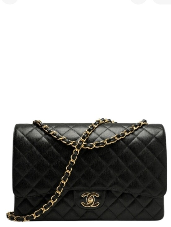 CHANEL Handbags - Rare! Chanel CC 24 kt Gold HW Classic Single Flap Bag Quilted BLACK Caviar JUMBO